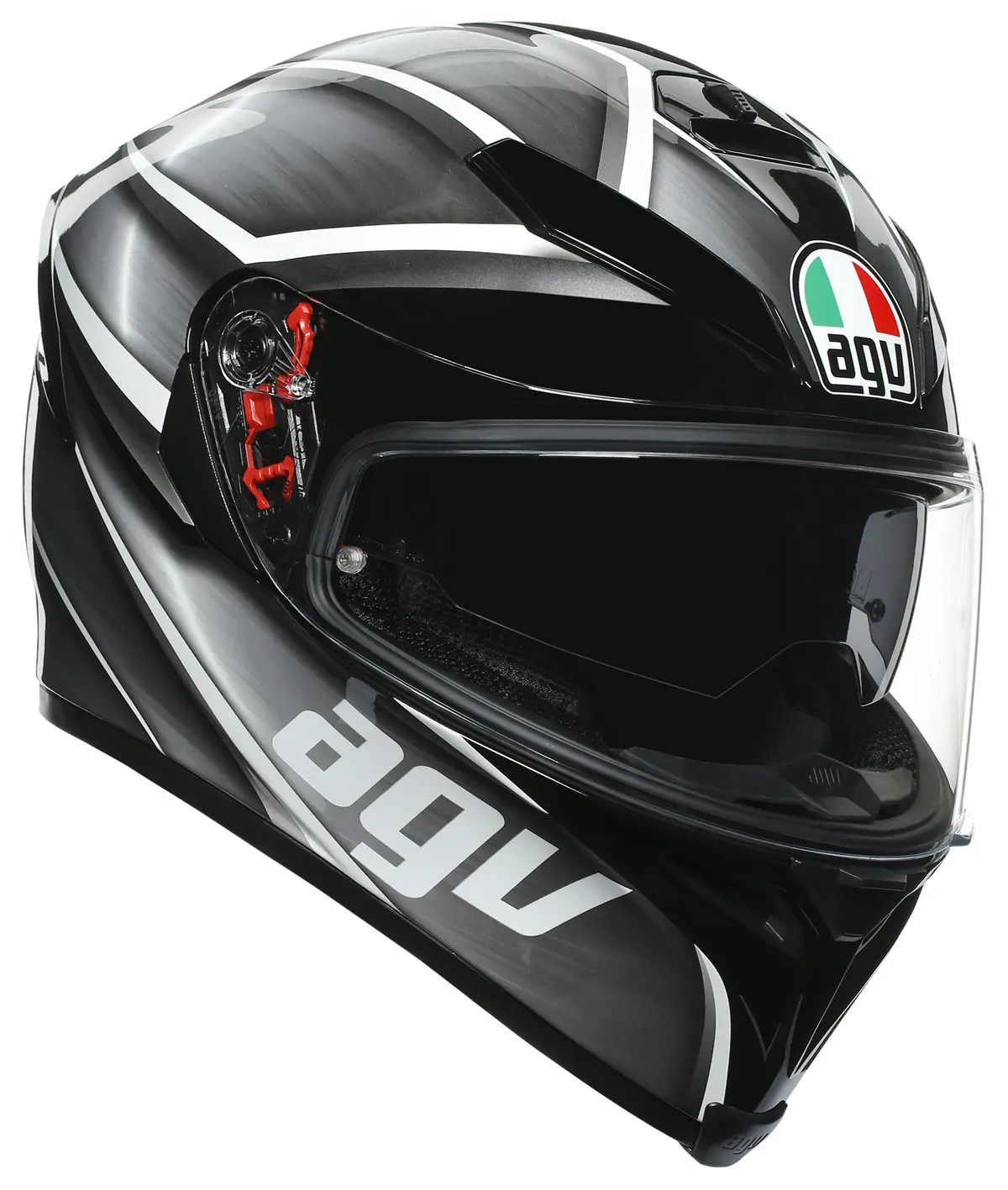 Agv K-5 S Full-Face Motorcycle Helmet - Tempest Black/Silver Graphic 1