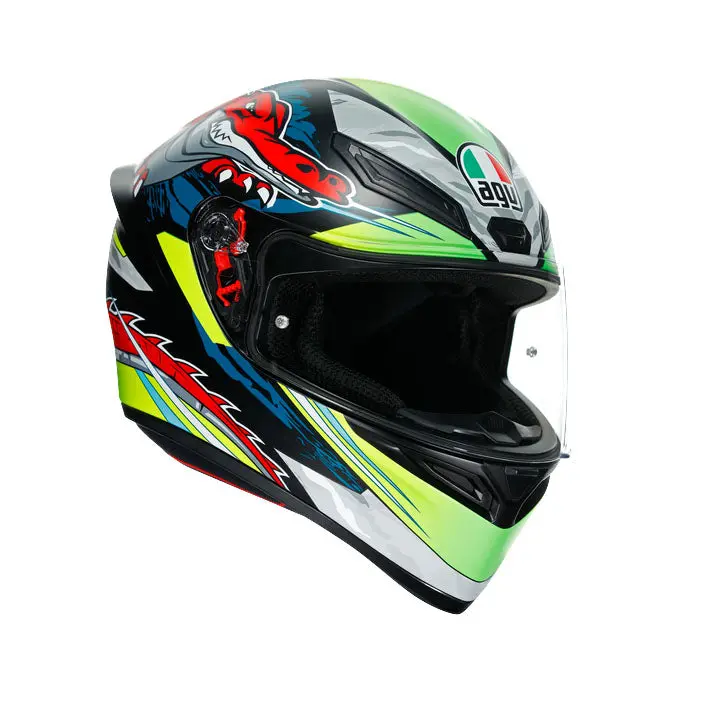 Agv K-1 Full-Face Motorcycle Helmet - Dundee Matt Lime/Red 1