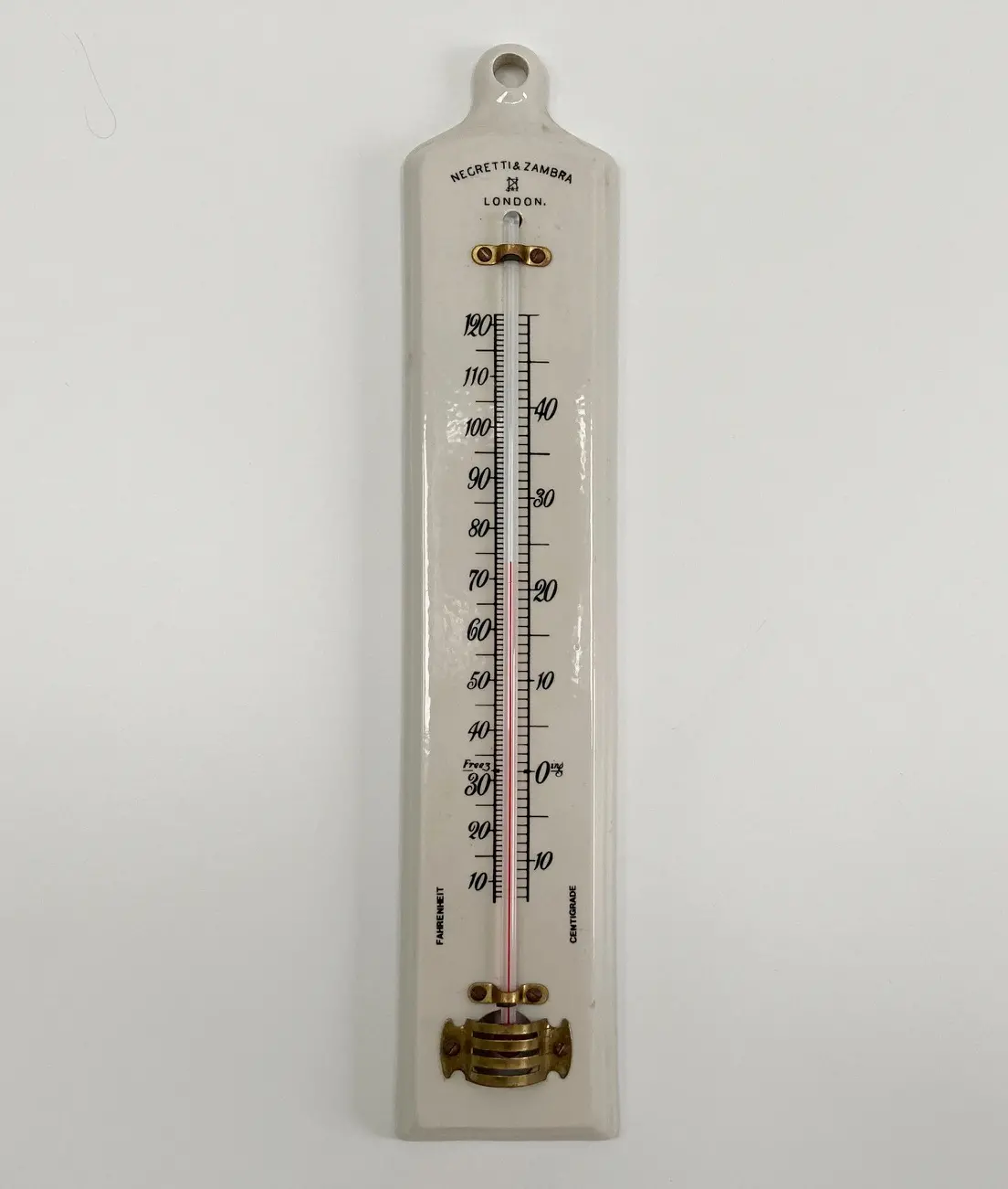 White Porcelain Wall Thermometer By Negretti & Zambra Of London 1