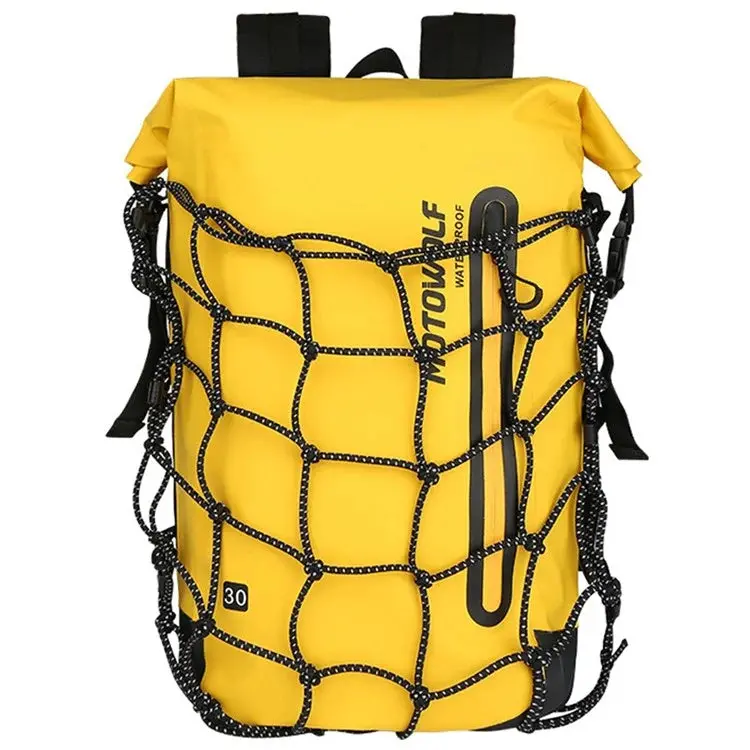 Motowolf Mdl0714 30L Motorcycle Cycling Backpack Waterproof Pvc Large Shoulders Bag With External Elastic Net Pocket - Yellow 1