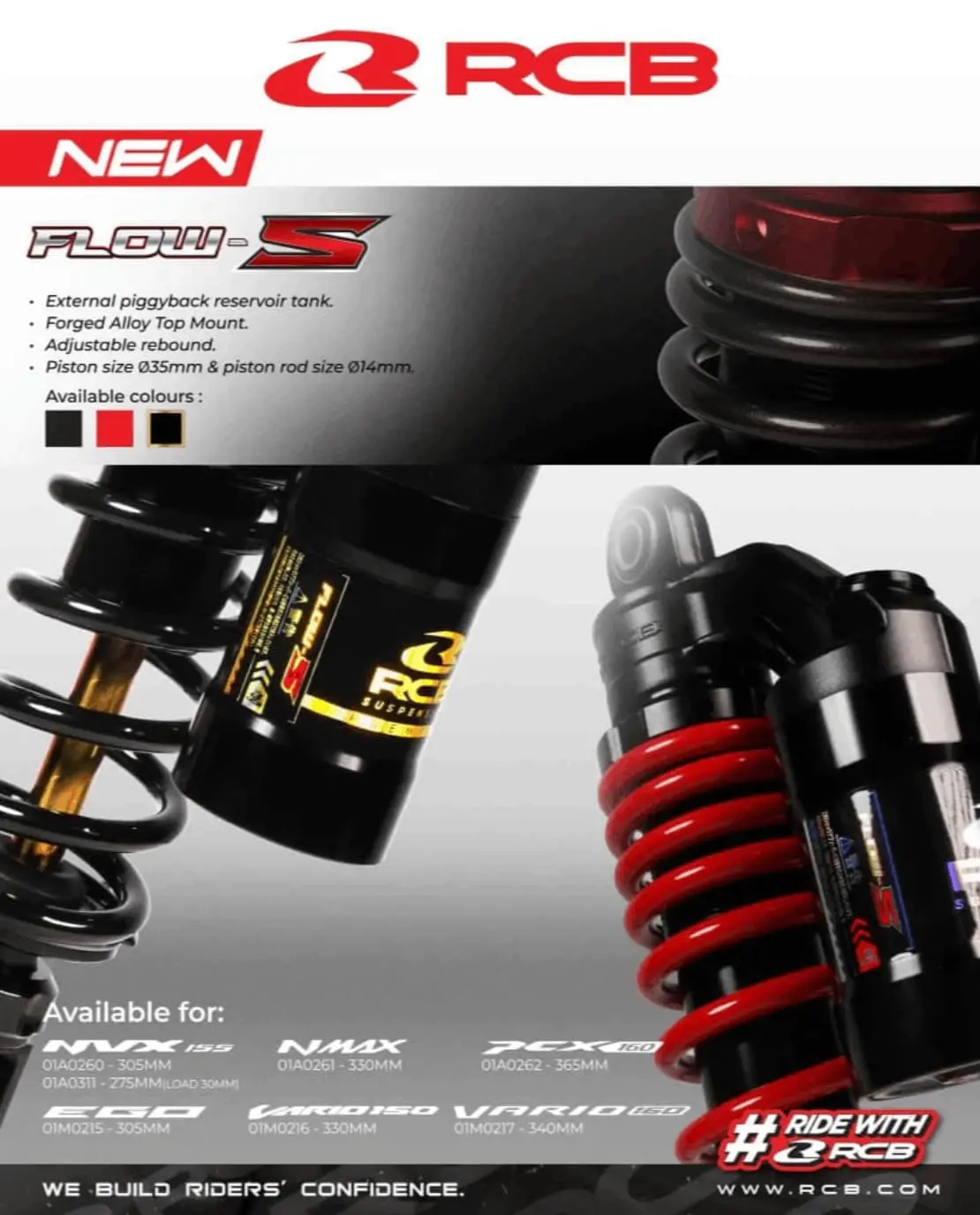 Rcb Db-2 Db2 Series Suspension Rear Shock Absorber For Aerox 01A0133w White Gold 2
