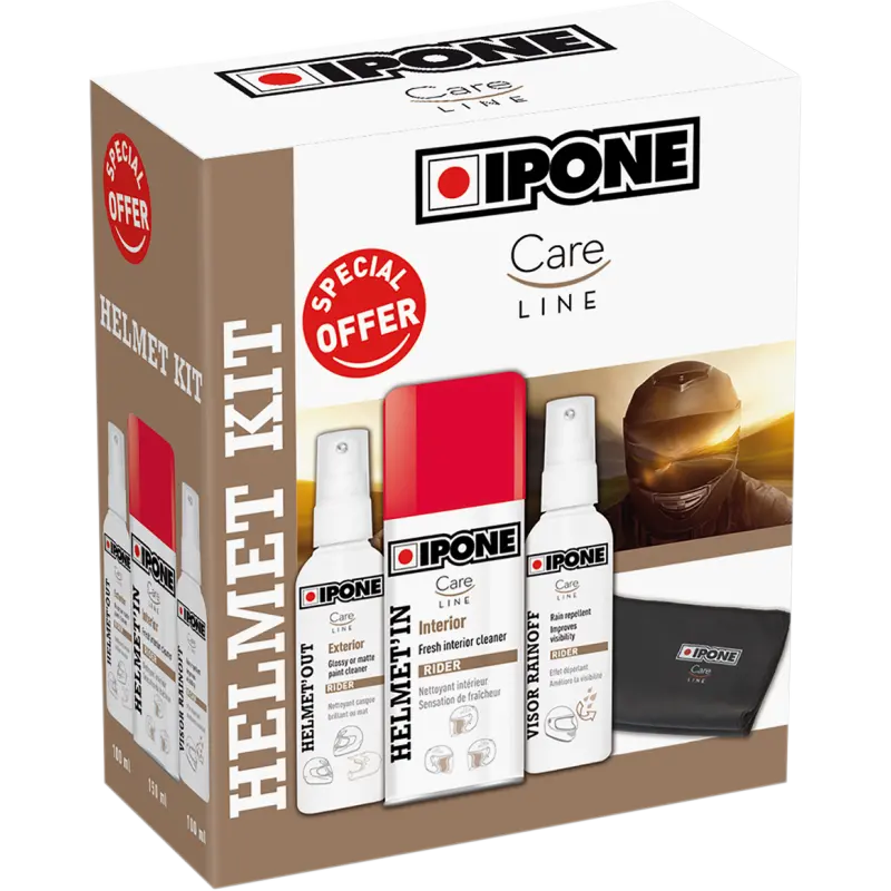 Ipone Helmet Cleaning & Care 3-Steps Pack (4 Pcs) Part # 800735 1