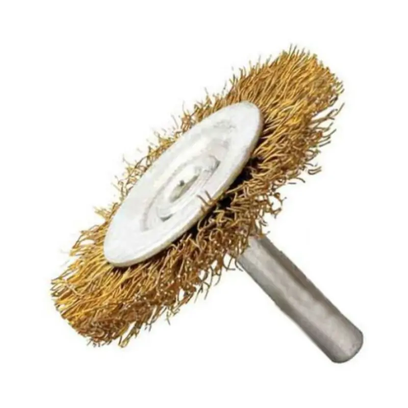 Abwbcir75 Abracs 75Mm X 6Mm Spindle Mounted Crimped Circular Wire Brush. Brass Dipped Steel. 1