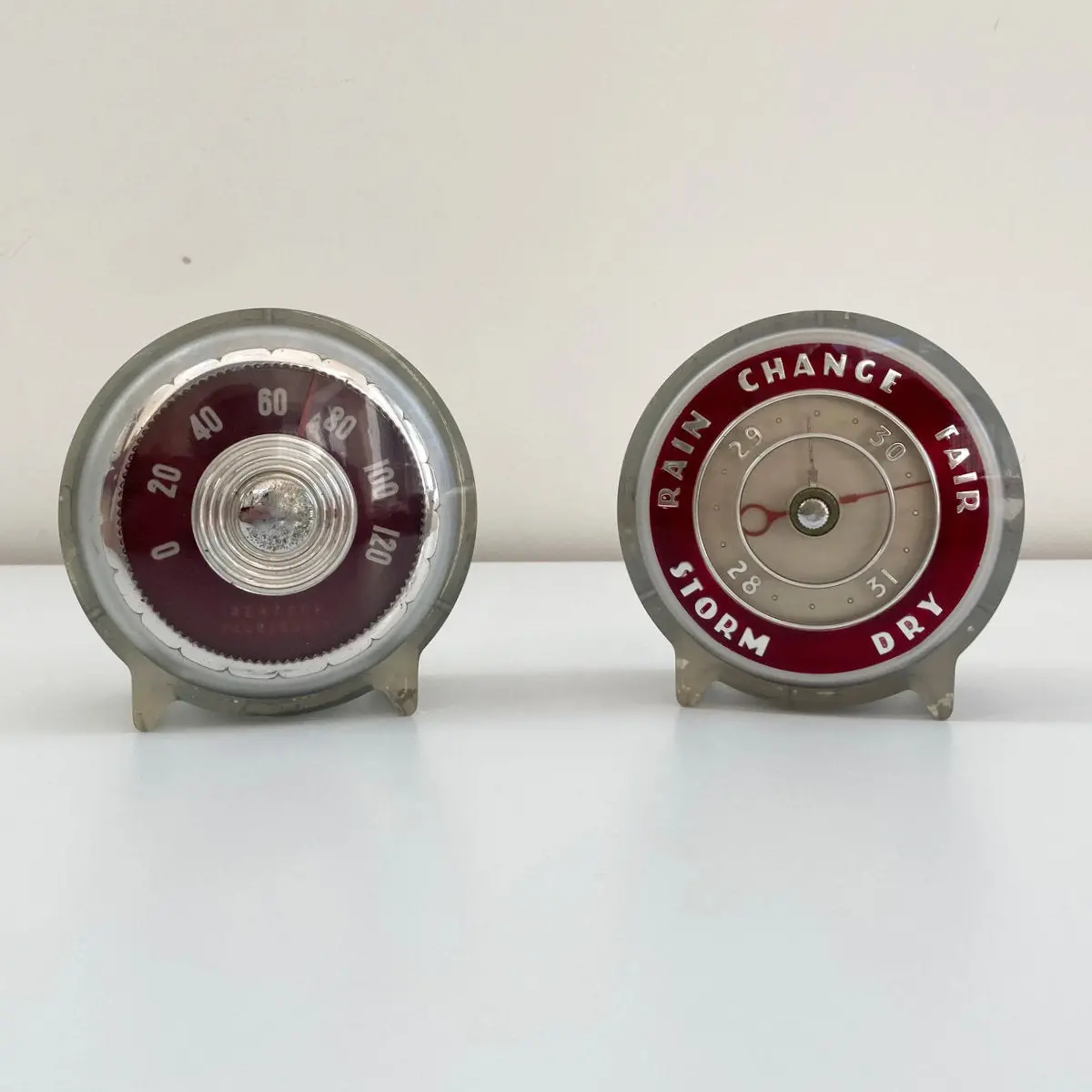 Art Deco Aneroid Barometer & Thermometer Desk Set By Joseph Lucas Ltd 1