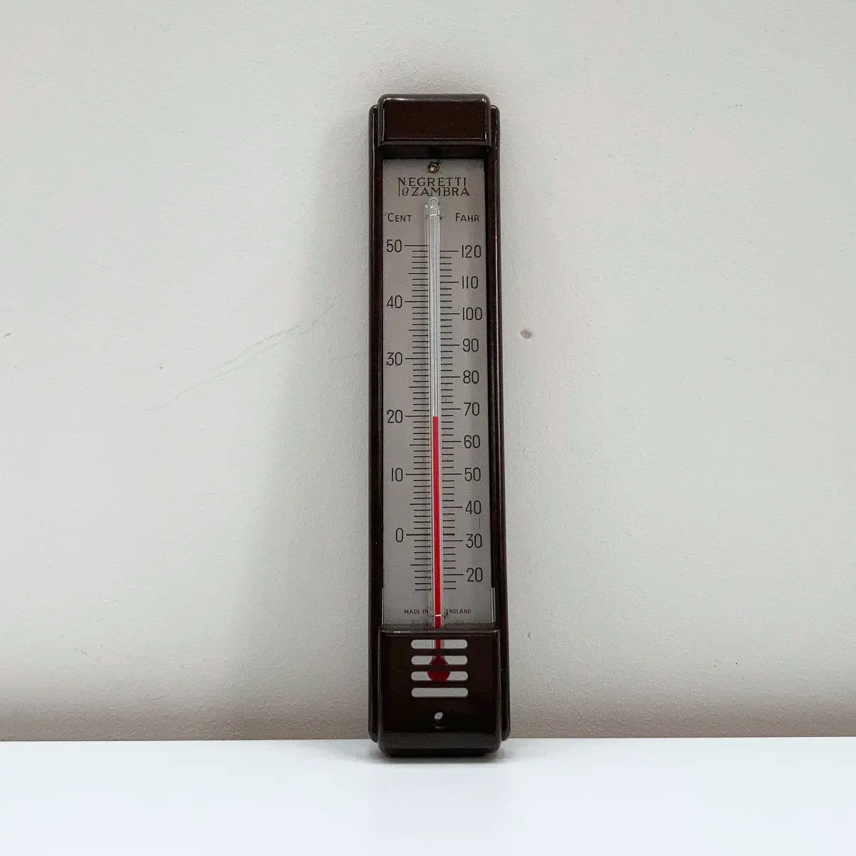 Art Deco Brown Bakelite Wall Thermometer By Negretti & Zambra London 1