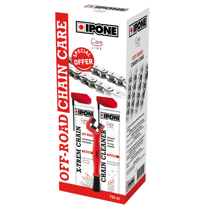 Ipone Road Chain Pack (Degreaser 750Ml + Road Chain Grease 750Ml + Cha 1