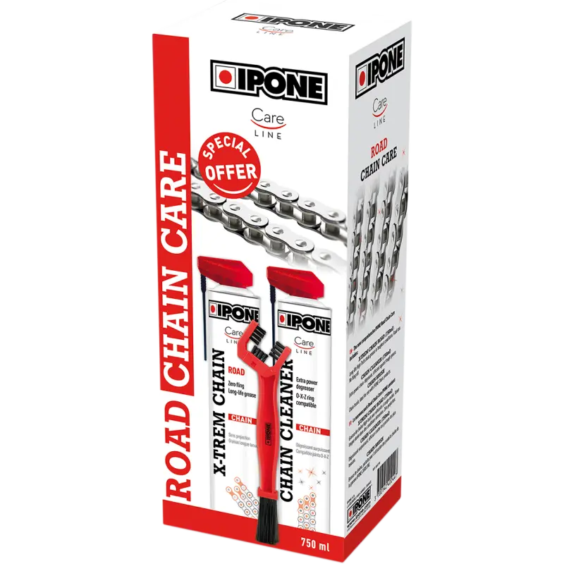 Ipone Chain Road Pack 3Pcs Kit (Degreaser/Grease/Brush) Part # 800736 1