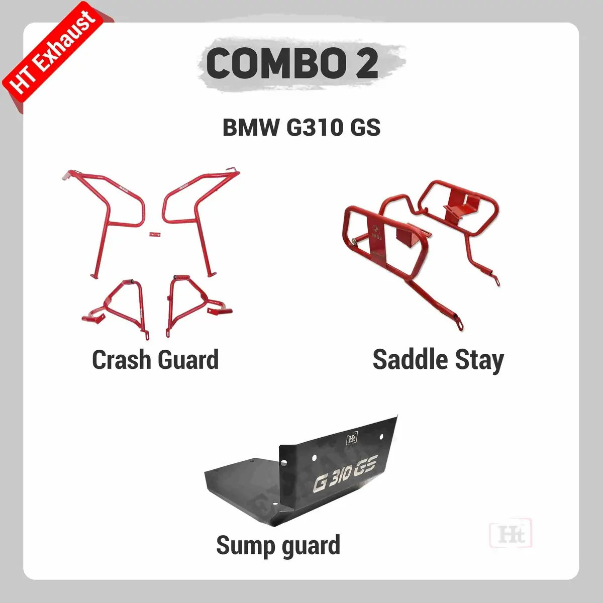 Combo 2 Bmw Gs310 Crash Guard + Saddle Stay + Sump Guard – Ht Exhaust 1
