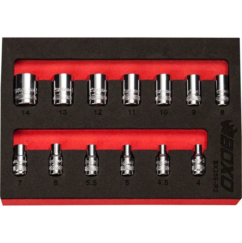 Bx259-R2 Boxo 13Pc 1/4" 6Pt Socket Set (4Mm To 14Mm) 1