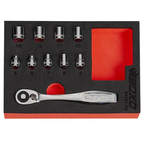 Bx583-R2 Boxo 10Pc 1/4" 6Pt Low Profile Socket Set 1