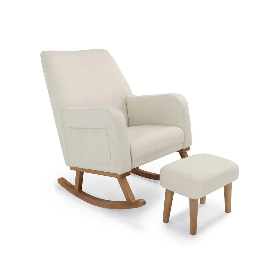 Babymore Callie Nursing Chair With Stool - Oatmeal 1