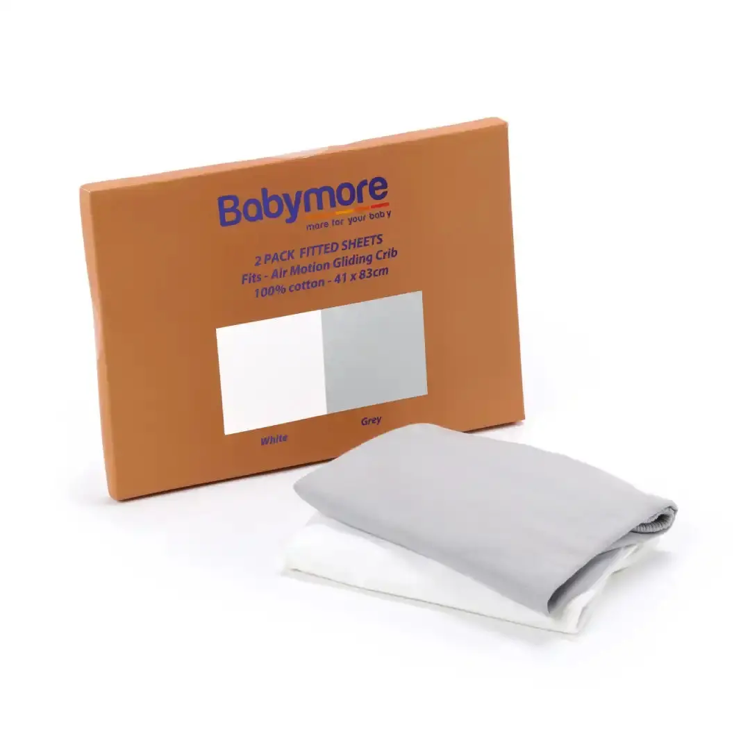 Babymore Fitted Sheets Air Motion Crib Pack Of 2 – White & Grey 1