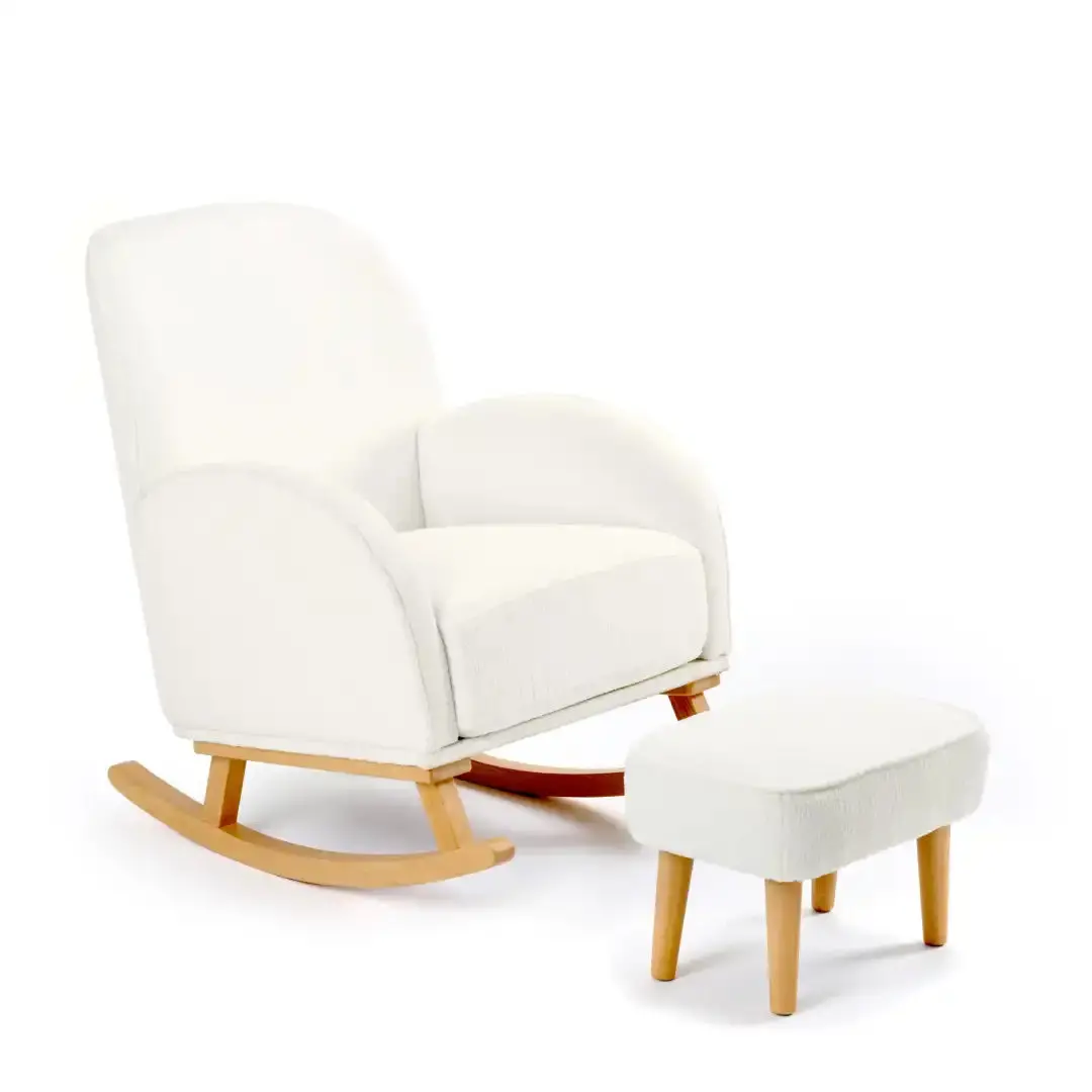 Babymore Freya Nursing Chair With Footstool – Off White Bouclé 1
