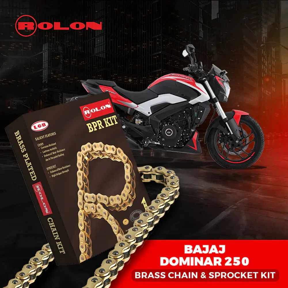 Bajaj Dominar 250 Rolon Brass Chain & Sprocket Kit 1