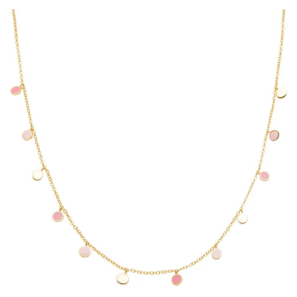 Boho Necklace Gold Plated - Light Pink 1