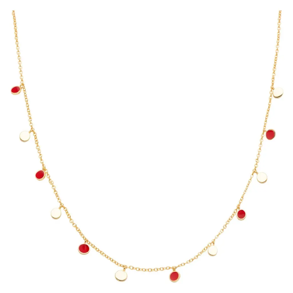 Boho Necklace Gold Plated - Passion Red 1