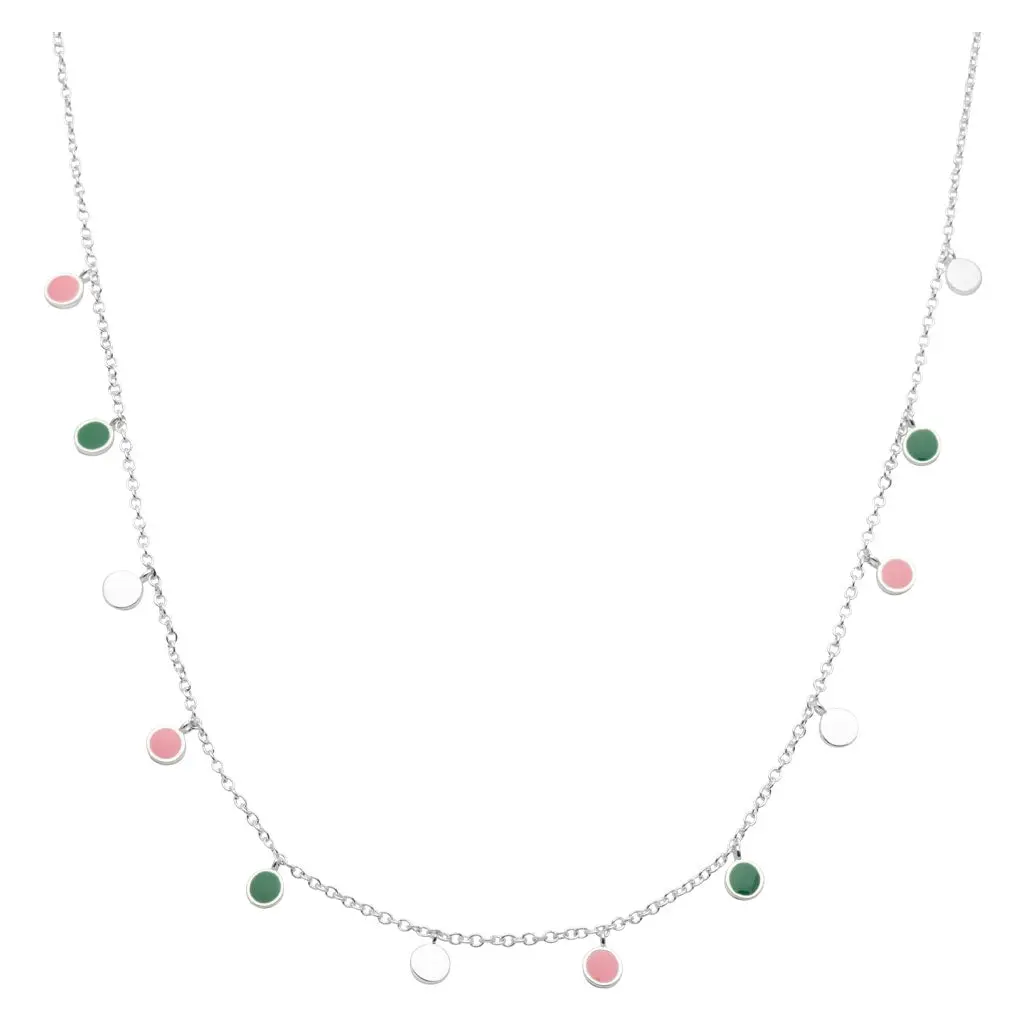 Boho Necklace Silver Plated - Green 1