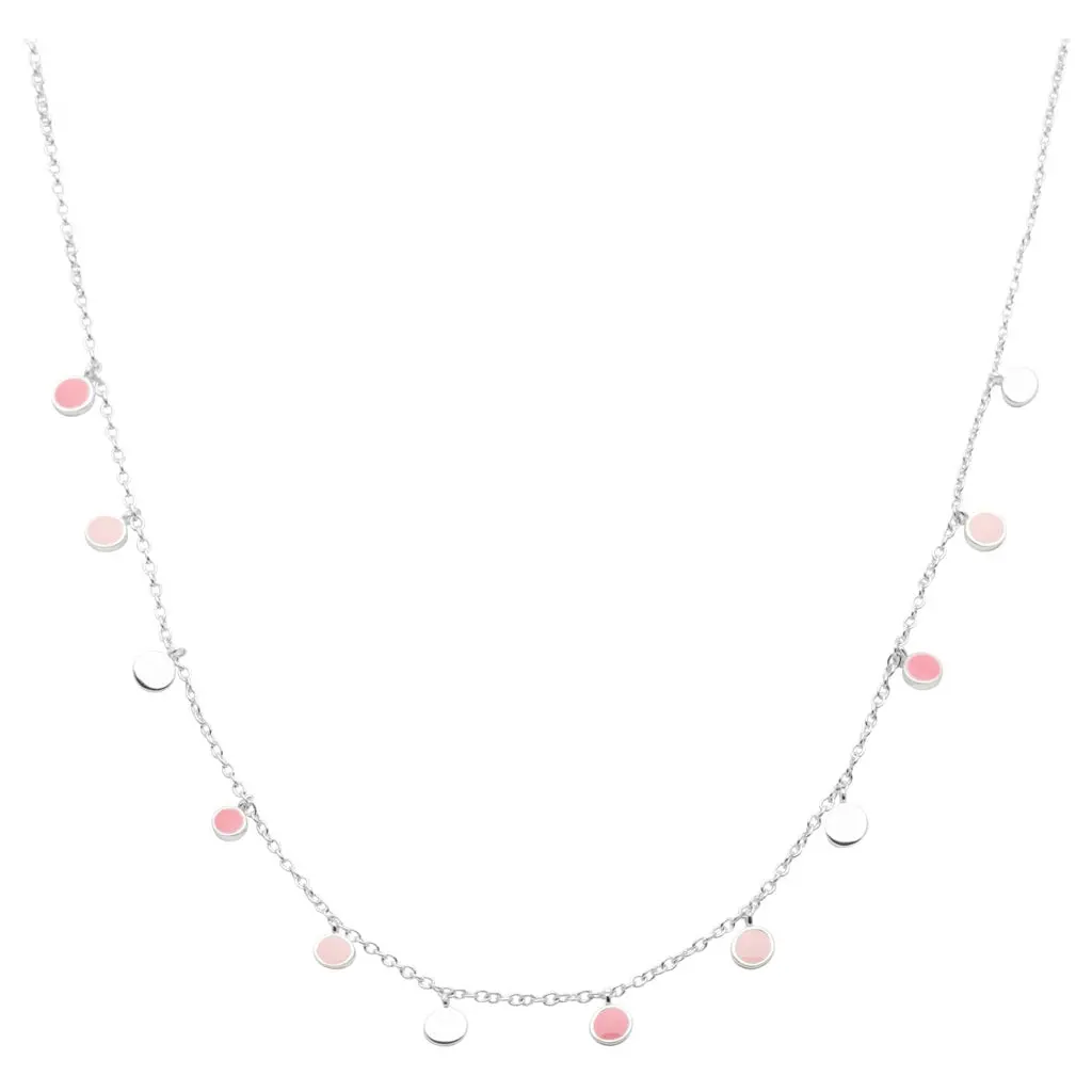 Boho Necklace Silver Plated - Light Pink 1