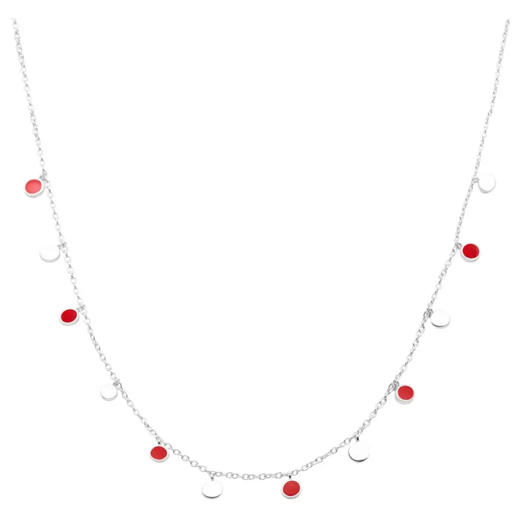 Boho Necklace Silver Plated - Passion Red 1