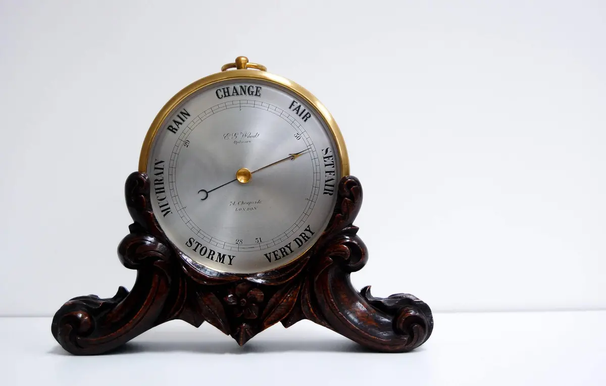 Bourdon & Richard Aneroid Barometer On Stand Retailed By Eg Wood, 74 Cheapside, London 1