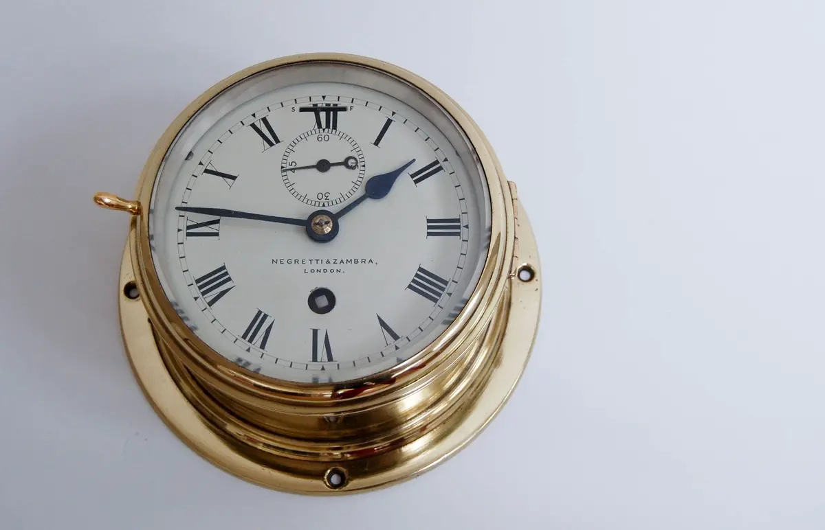 Late Victorian Brass Cased Ship's Clock By Negretti & Zambra, London 1