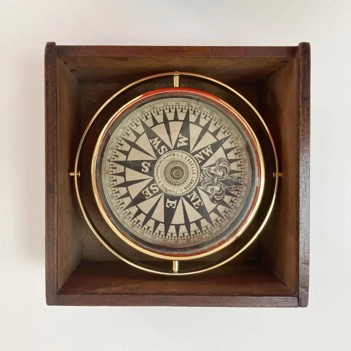 Mid-Victorian Cased Marine Compass By Louis Casella Of London 1