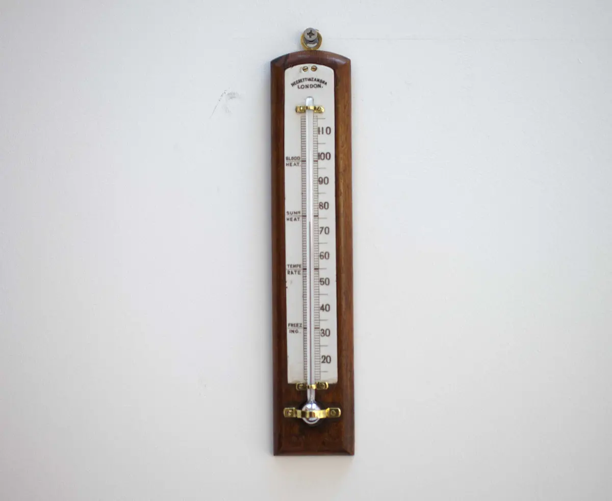 Victorian Oak & Ceramic Scale Wall Thermometer By Negretti & Zambra London 1