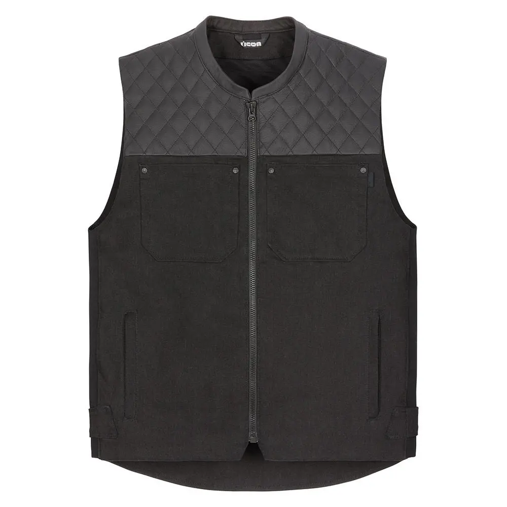 Icon Chamonix Mens Motorcycle Leather And Textile Vest - Black 1