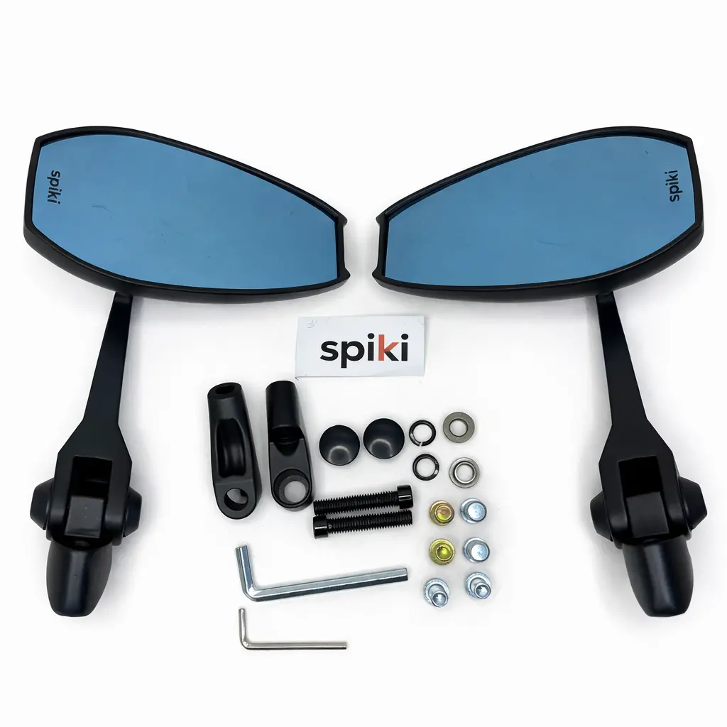 Spiki Napoleon Ray Mirrors (Pair) | Anti-Glare Oval Mirrors With Short Stem | Anti-Shock | Universal Fit For Motorcycles & Scooters 1