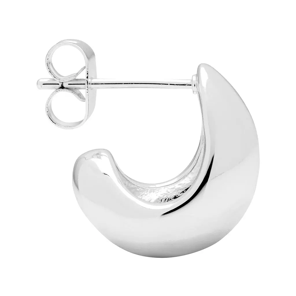 Chunky Drop Hoops Pair - Silver Plated 1