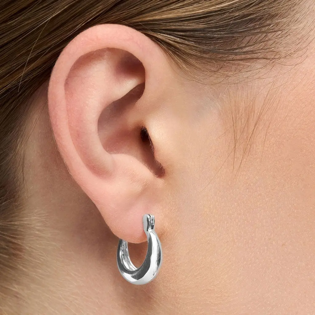 Chunky Heavy Hoops Pair - Silver Plated 2