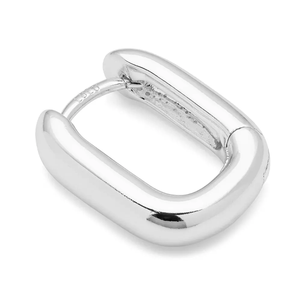 Chunky Square Hoops Pair - Silver Plated 1