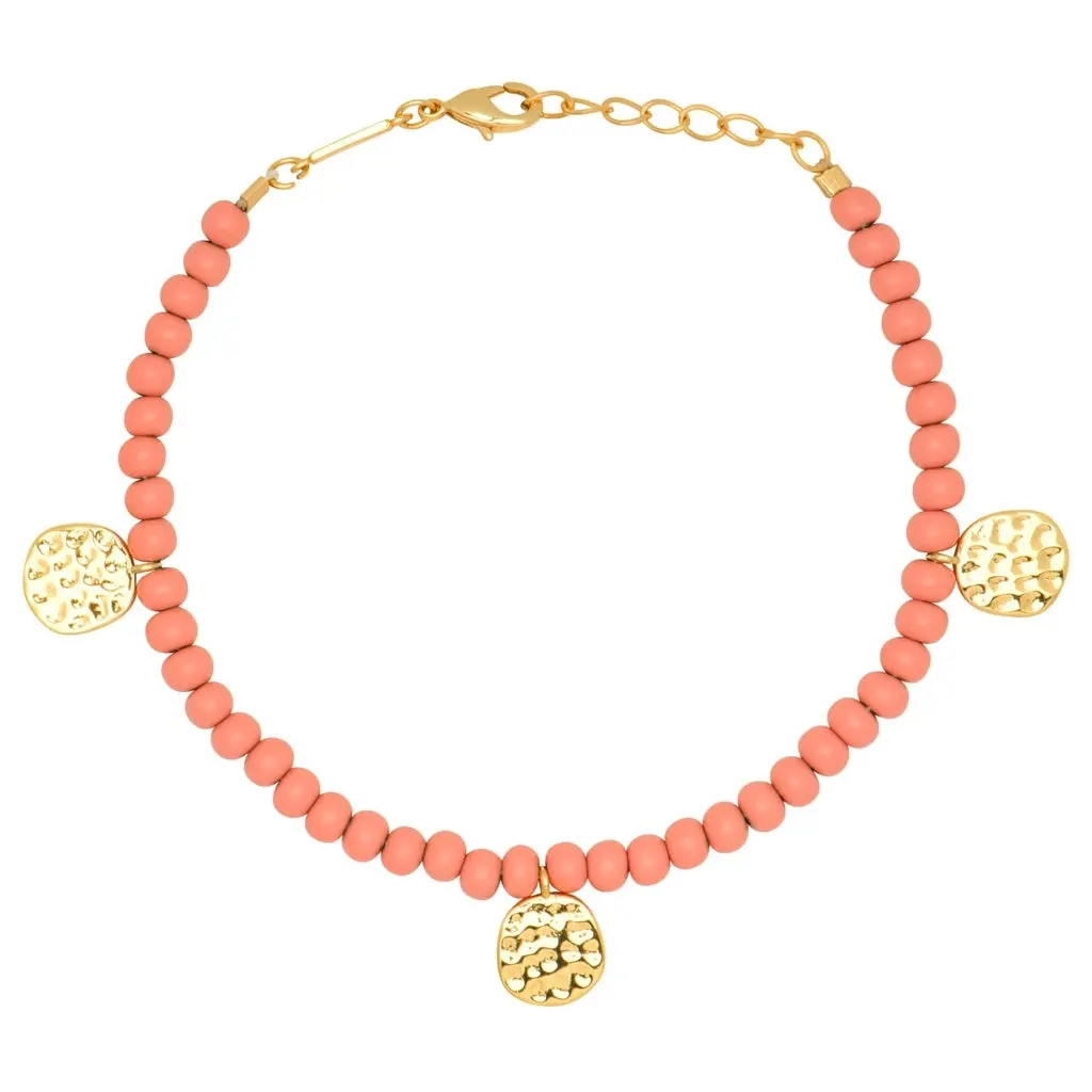 Color Ball Bracelet Charms Gold Plated - Burnt Coral 1