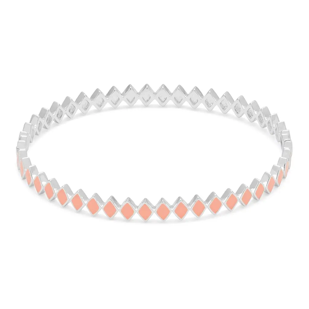 Confetti Bangle - Silver Plated - Burnt Coral 1