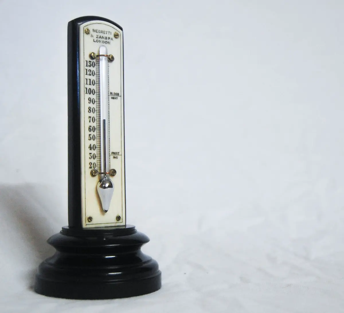 Victorian Ebony & Bone Desk Thermometer By Negretti & Zambra 1