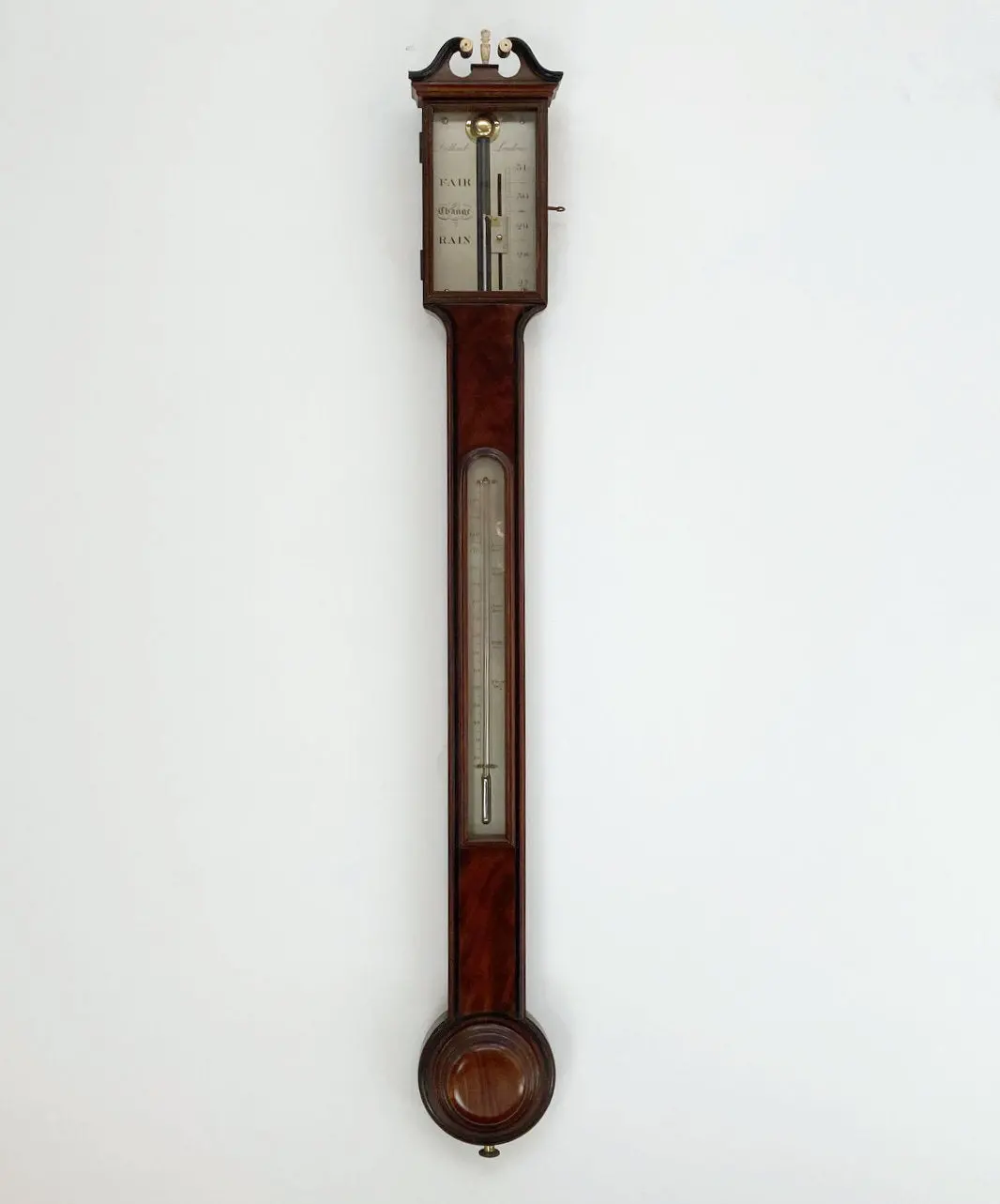 George Iii Period Flame Mahogany Stick Barometer By Dollond London 1