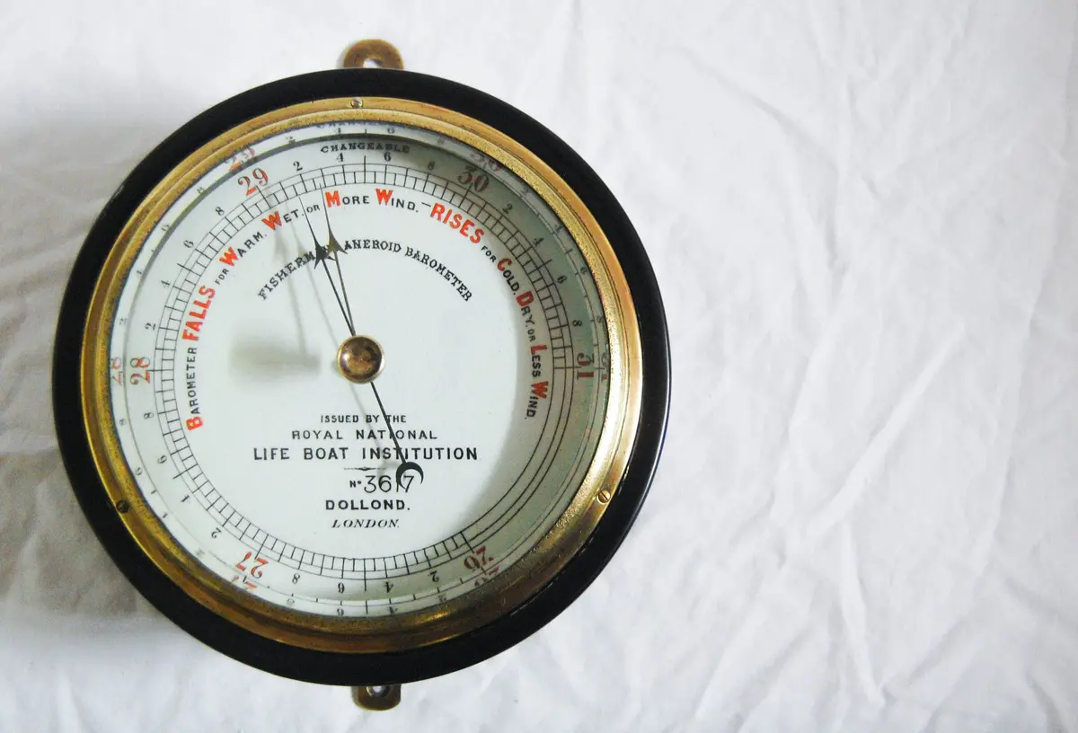 Late Victorian Fisherman's Aneroid Barometer By Dollond Of London & Issued By The Royal National Lifeboat Institution (Rnli) 1