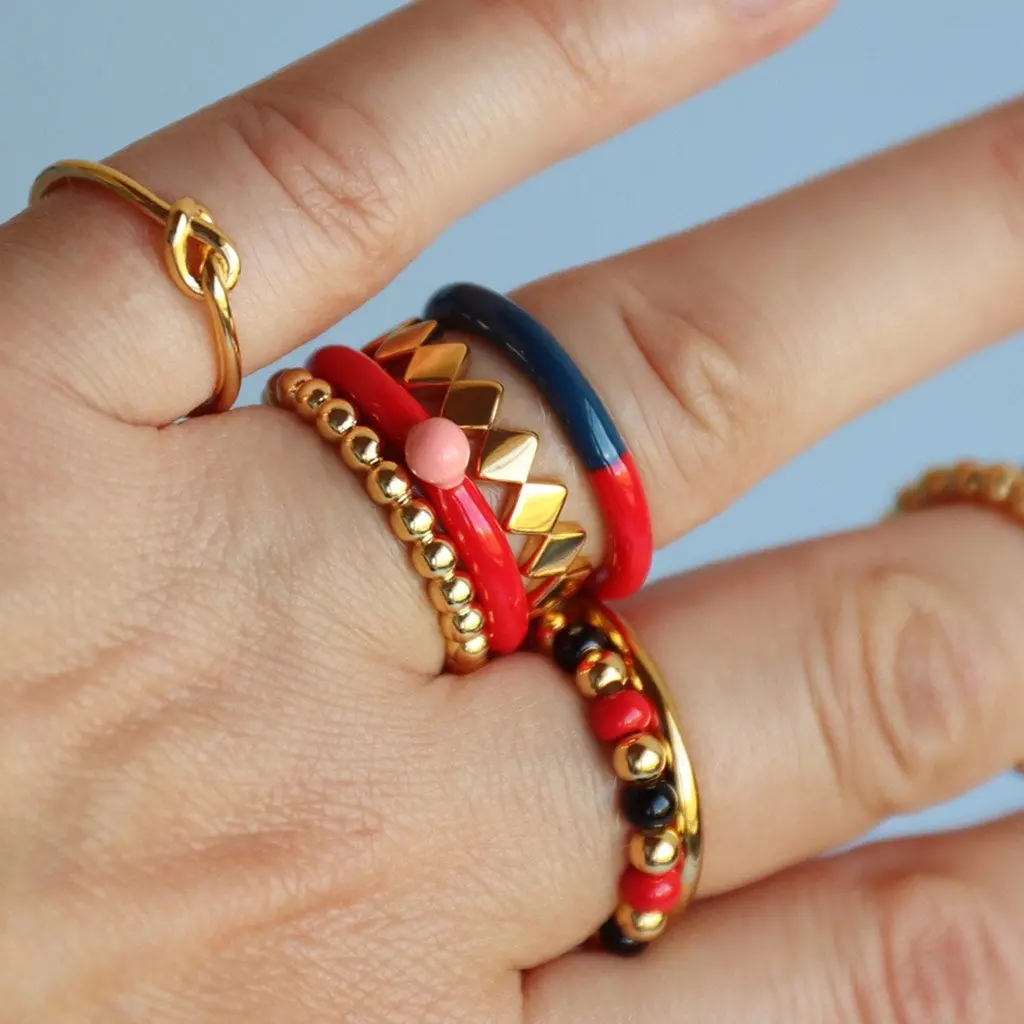 Double Color Ring - Orange/Coral - Blue 2