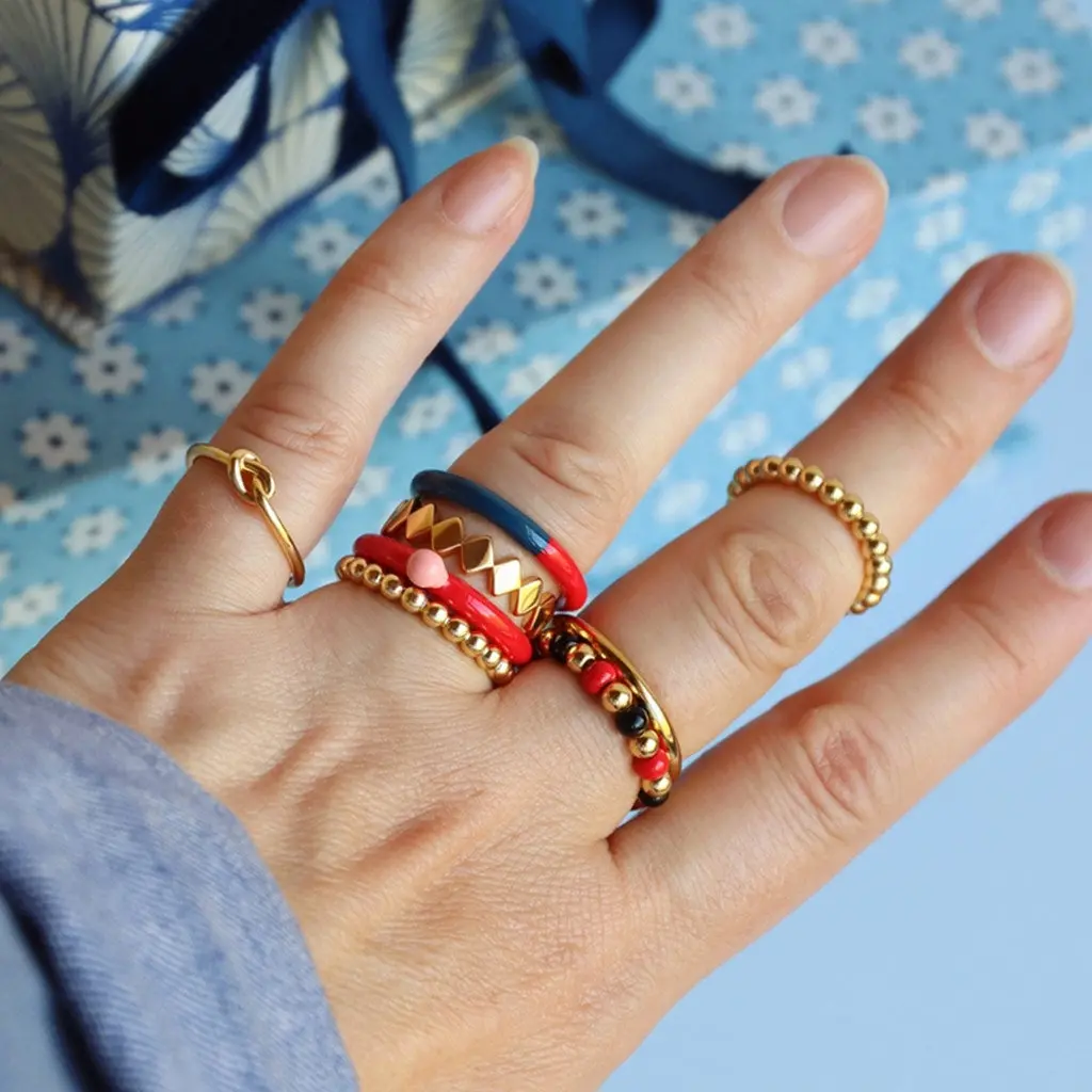 Double Color Ring - Orange/Coral - Blue 3