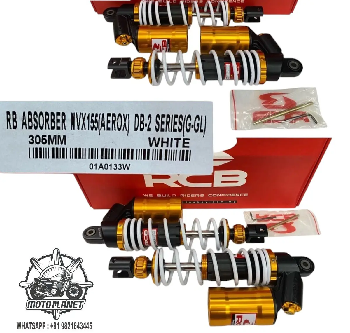 Rcb Db-2 Db2 Series Suspension Rear Shock Absorber For Aerox 01A0133w White Gold 1