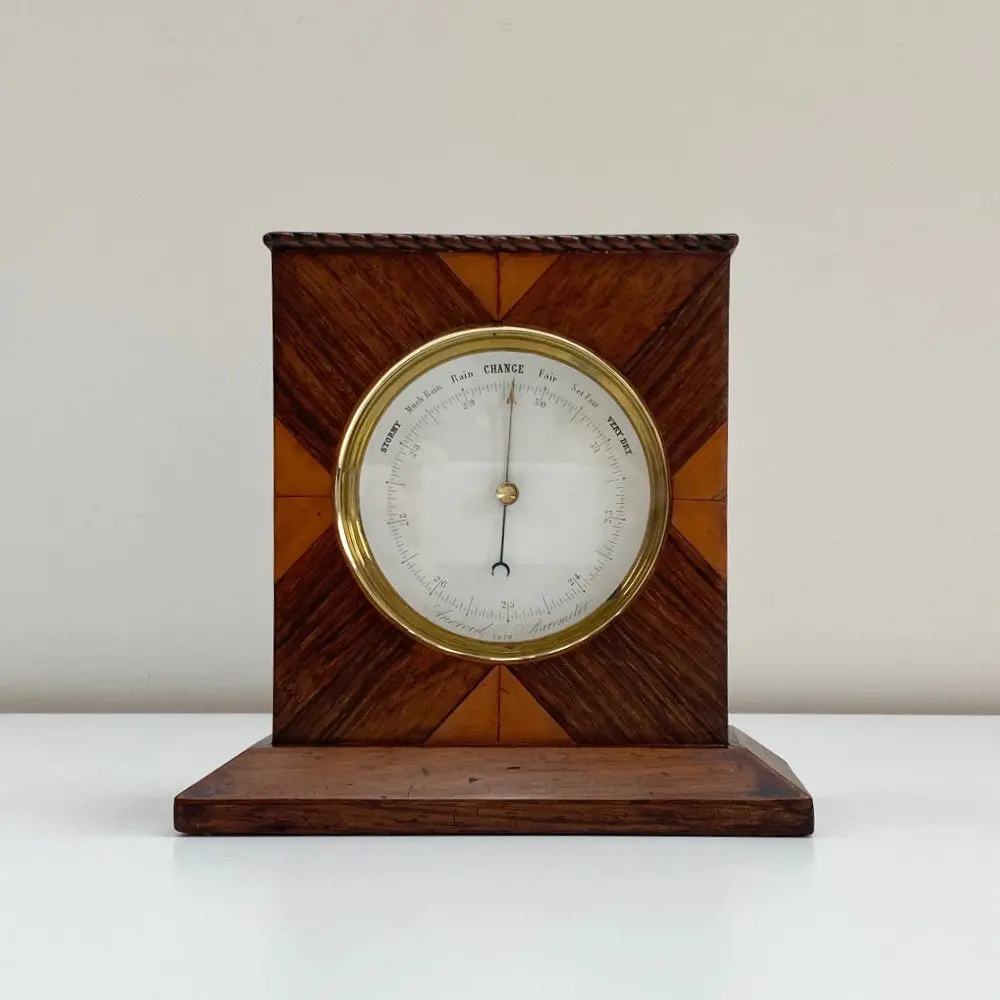 Early Victorian Aneroid Barometer In Display Case By Francis West Of The Strand London 1
