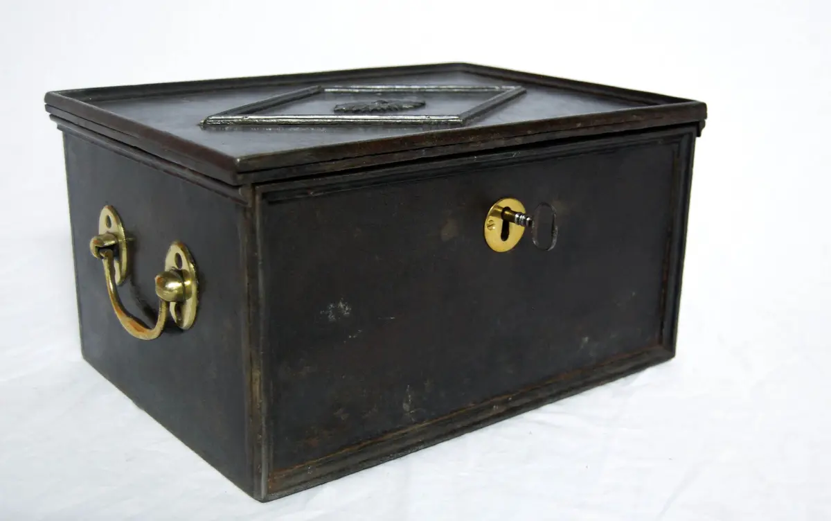 Regency Period Cast Iron Strong Box Or Safe With Lock & Key 1