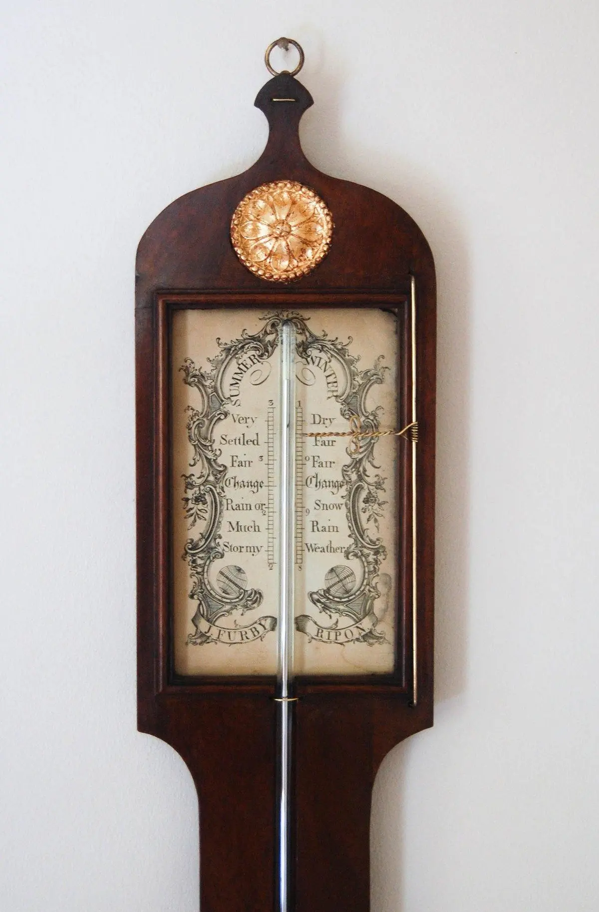 A George Iv Period Mahogany & Gilt Stick Barometer By J. Furby Of Ripon. 1