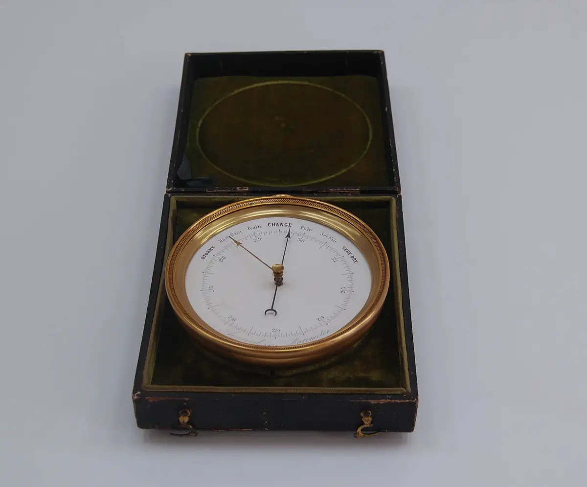 Mid Victorian Vidi Aneroid Barometer In Original Leather Presentation Case 1