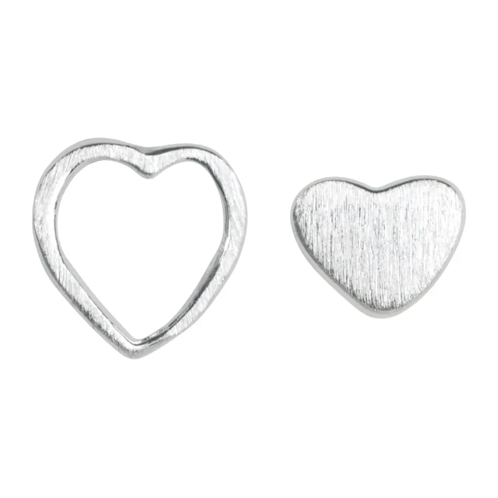 Family Love Earrings Pair Brushed - Silver 1