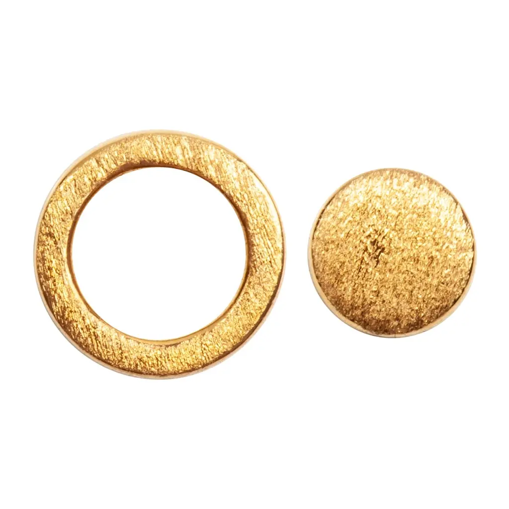 Family Round Earrings Pair Brushed - Gold Plated 1