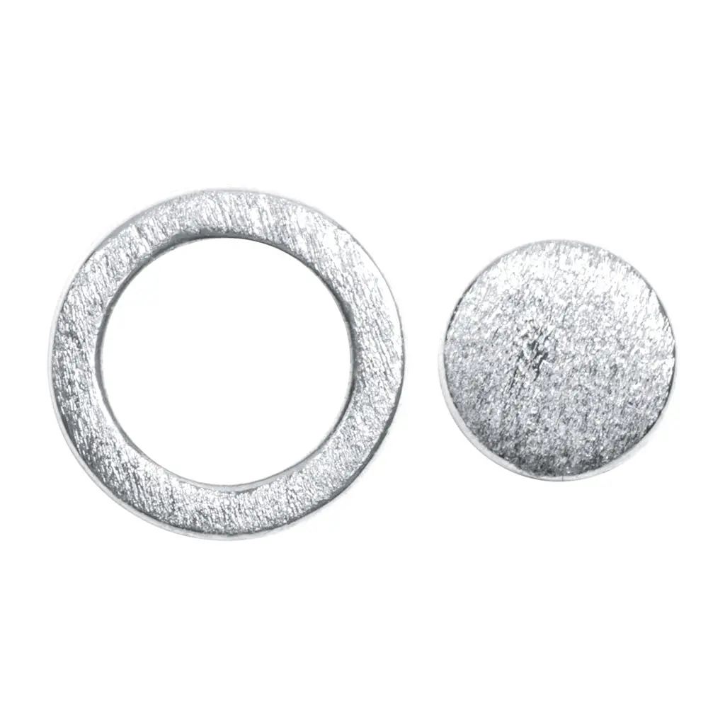 Family Round Earrings Pair Brushed - Silver 1