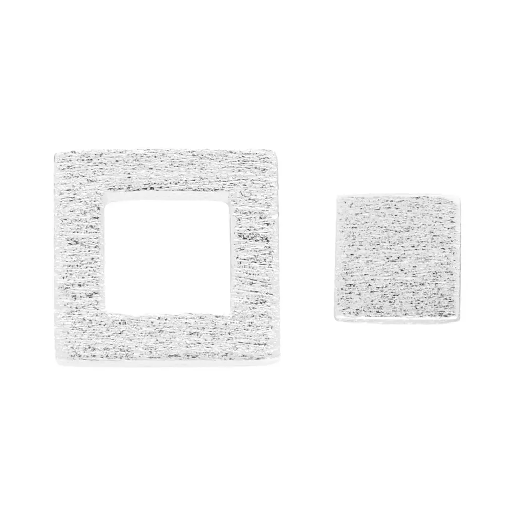 Family Square Pair Brushed - Silver 1