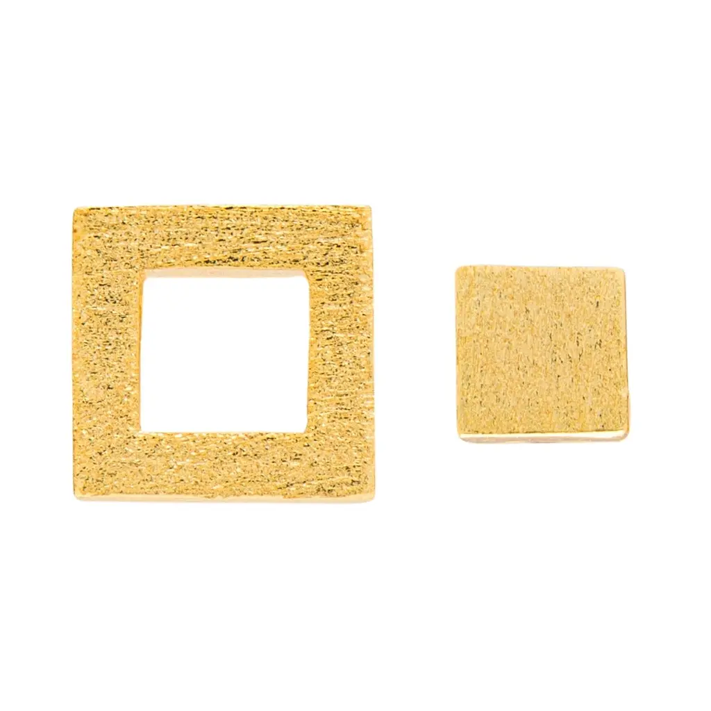 Family Square Pair Brushed - Gold Plated 1