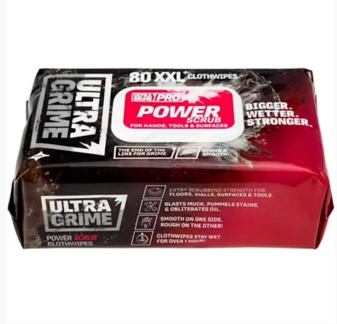 Ultragrime Power Scrub Dual Textured Strong Wipes 1